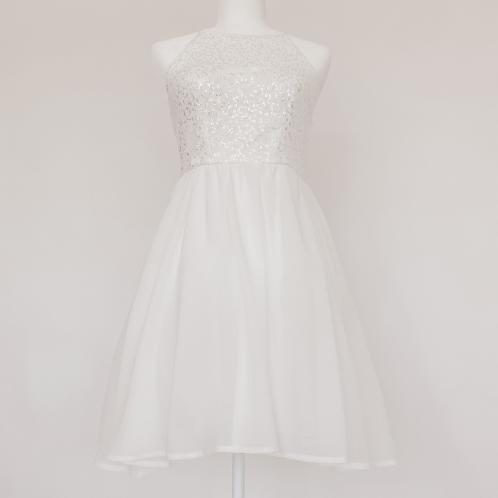 NWT White Mini Dress with Sequined Bodice